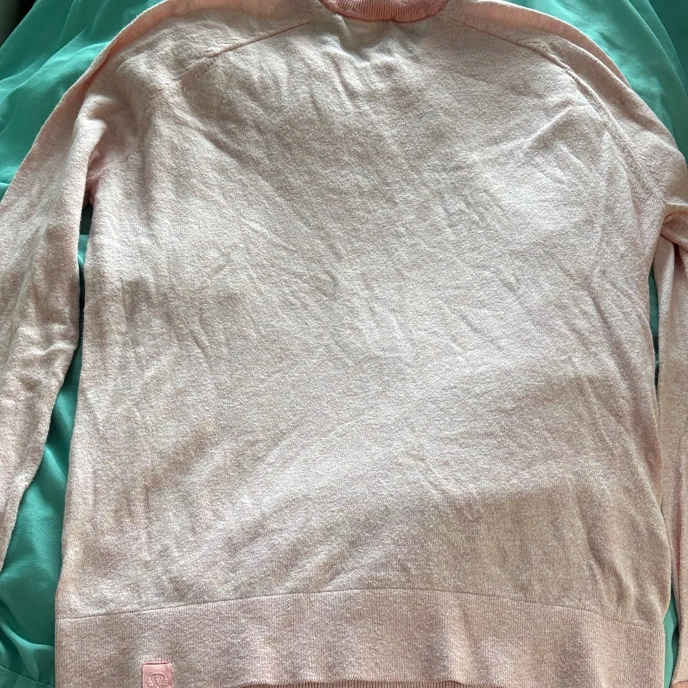 Lululemon Pink cotton, nylon silk lightweight sweater fitted cut. Beautiful - Picture 6 of 6